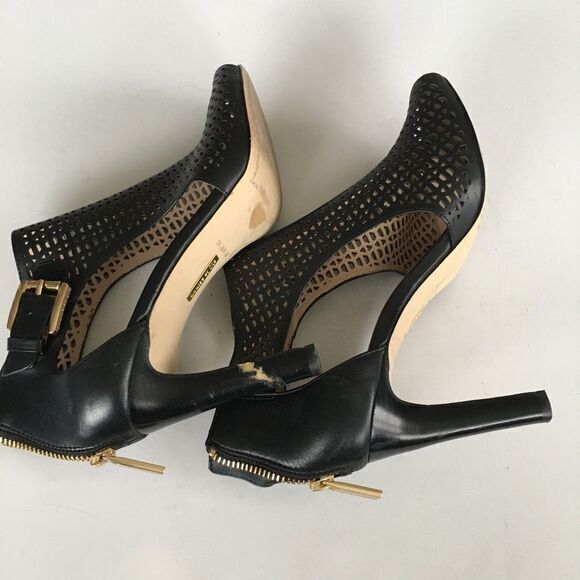 - LOUISE ET CIE 'Olivia 2' Pump Black Leather Cutout Heels Perforated Size… - Picture 7 of 8
